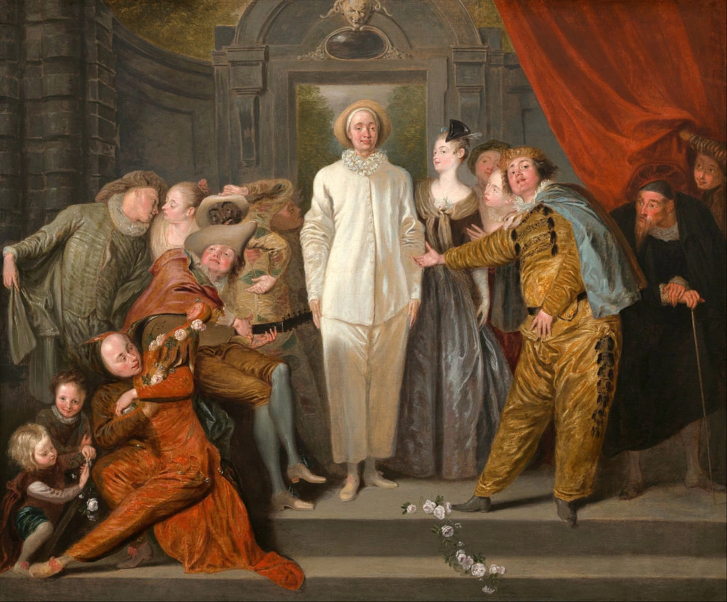 Comici italiani - Scena della Commedia dell'Arte con Pierrot (o Pedrolino) Colombine, Brighella, Pantalone, Arlecchino e altri personaggi, National Gallery of Art, Washington